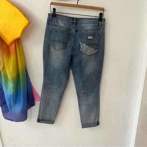 Anthropologie Juliette Patchwork Quilted Boyfriend Distressed Mid Rise Jeans 8 - Picture 9 of 15